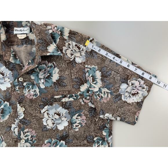 VTG 70s Tori Richard Hawaiian Shirt Mens L Flare Collar Japanese Flower Aloha - Picture 3 of 9